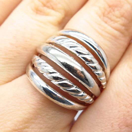 925 Sterling Silver Vintage Italy Milor 5-Row Ring Size 6.5