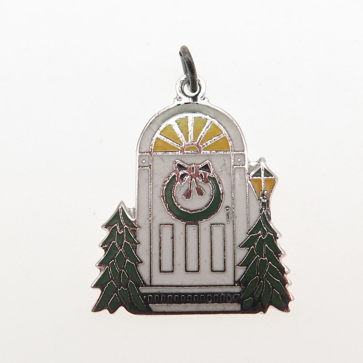 Griffith & Sons 925 Sterling Silver Vintage Enamel Christmas Door Charm Pendant