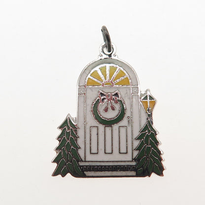 Griffith & Sons 925 Sterling Silver Vintage Enamel Christmas Door Charm Pendant