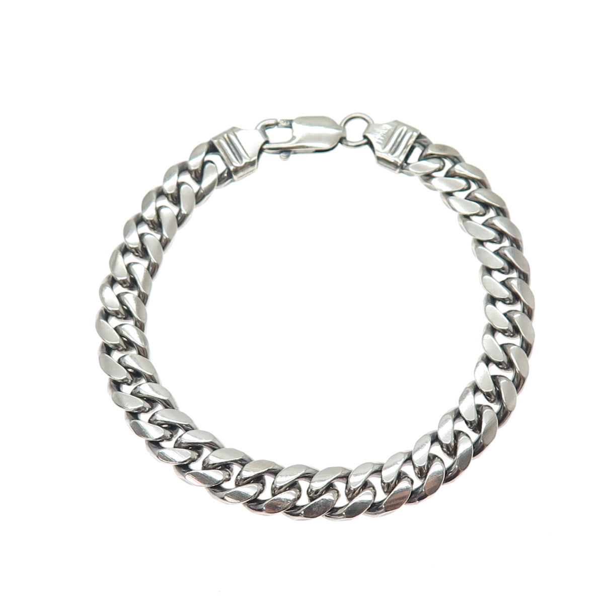 925 Sterling Silver Vintage Italy Cuban Link Oxidized Bracelet 7.75"