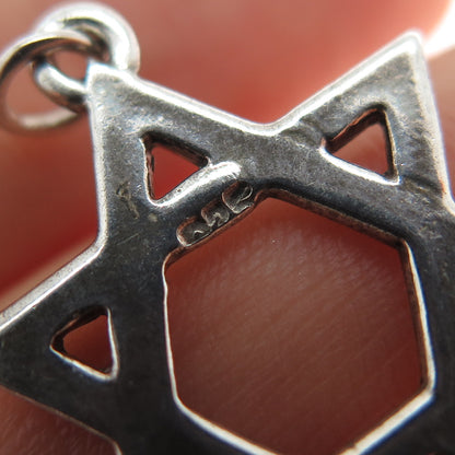 925 Sterling Silver Vintage Star of David Charm Pendant