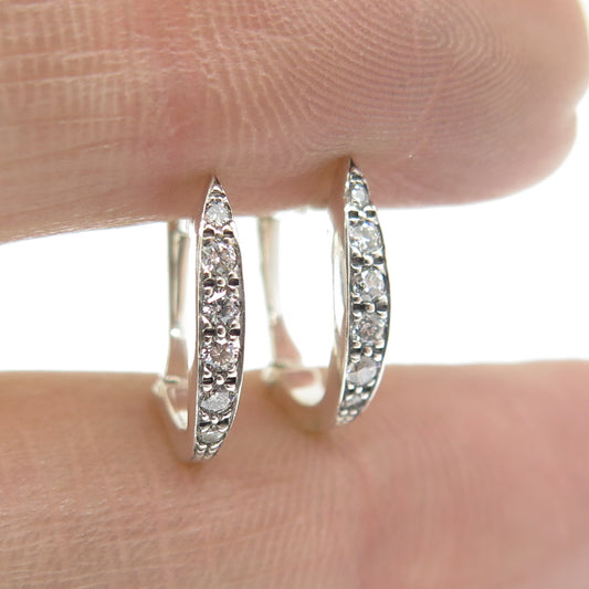 925 Sterling Silver Real Round-Cut Diamond Hoop Earrings