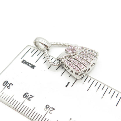 925 Sterling Silver C Z Purse Handbag Locket Pendant