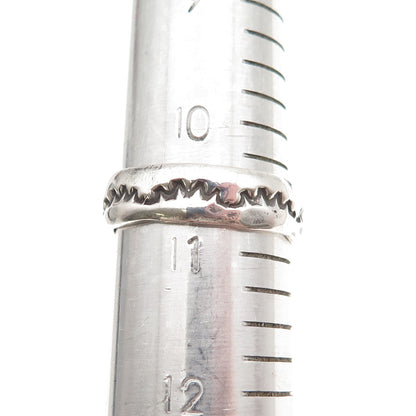 Old Pawn Sterling Silver Vintage Sunrise Oxidized Tribal Band Ring Size 10.75