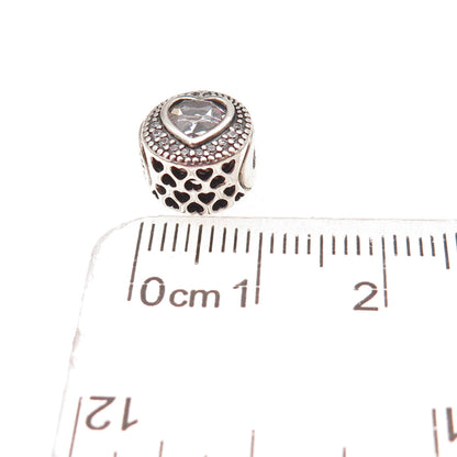 Pandora 925 Sterling Silver C Z Essence Passion Heart Slide Bead Charm