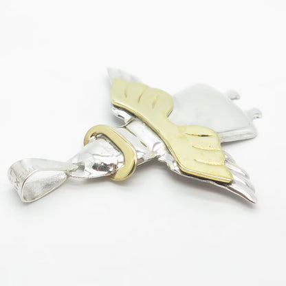 925 Sterling Silver 2-Tone Vintage Mexico Angel Pendant