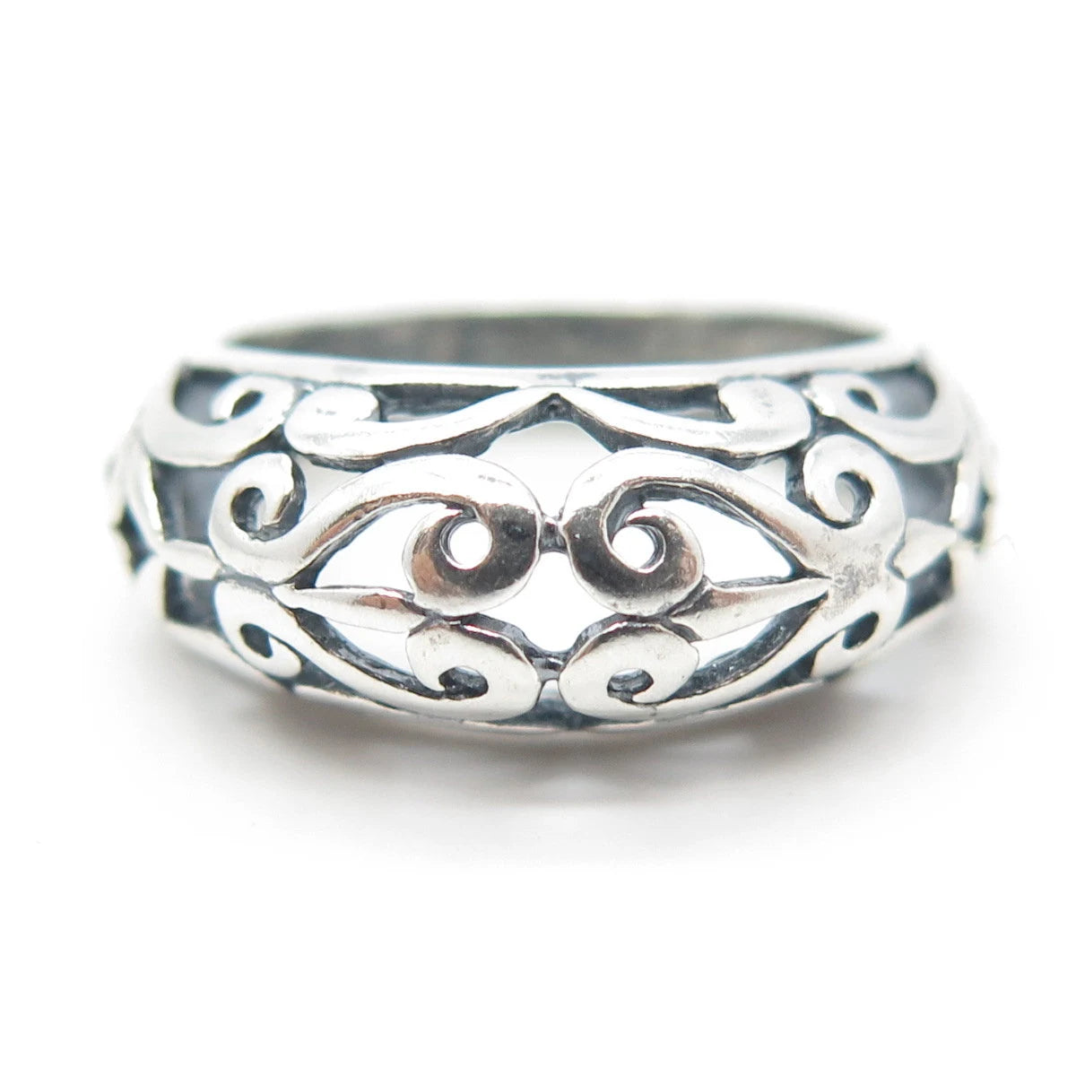 925 Sterling Silver Vintage Swirl Dome Ring Size 7