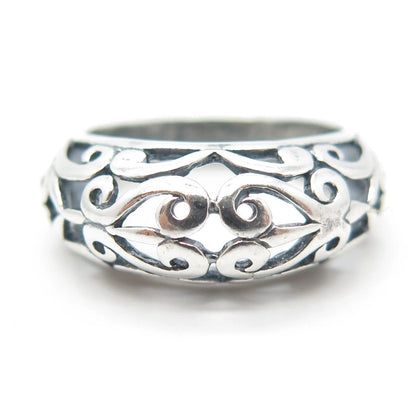 925 Sterling Silver Vintage Swirl Dome Ring Size 7
