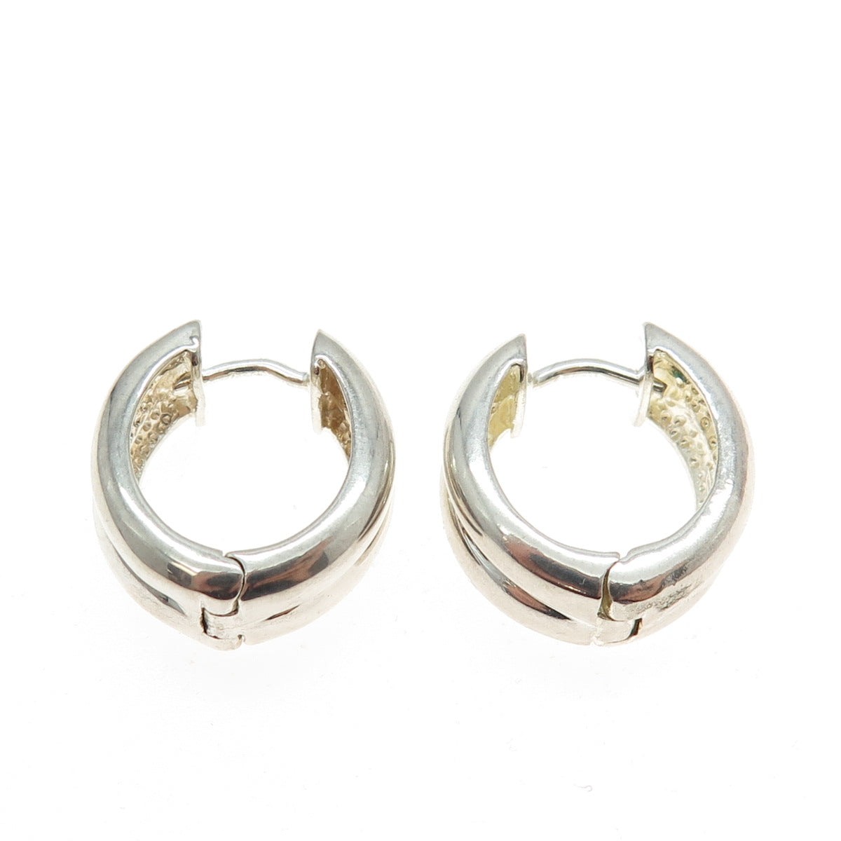 925 Sterling Silver Vintage Puffy Hoop Earrings