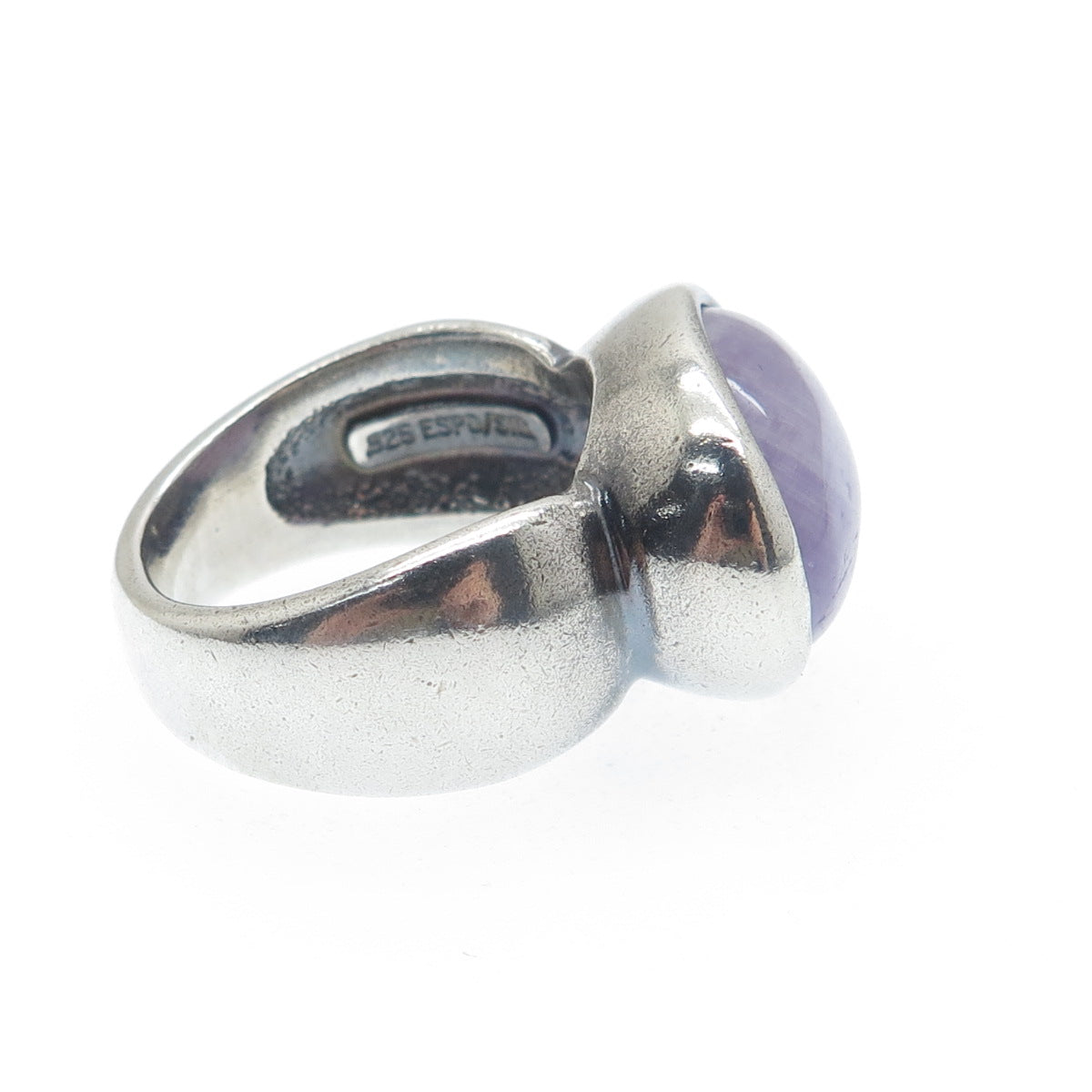 ESPO JOSEPH ESPOSITO 925 Sterling Silver Vintage Real Lavender Jade Ring Size 6