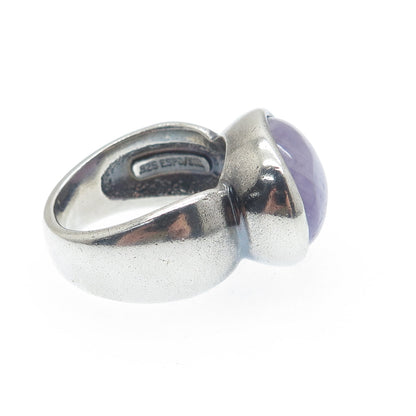 ESPO JOSEPH ESPOSITO 925 Sterling Silver Vintage Real Lavender Jade Ring Size 6