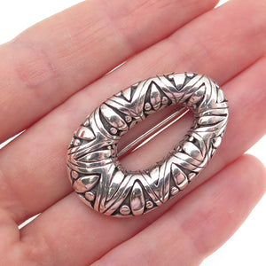 925 Sterling Silver Vintage Modernist Floral Oxidized Pin Brooch