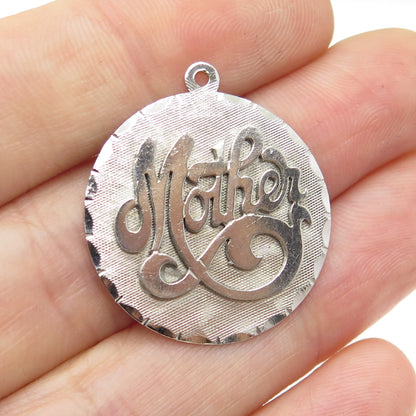 CROWN 925 Sterling Silver Vintage "Mother" Textured Round Pendant