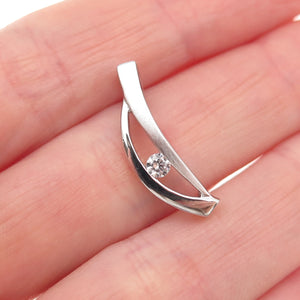 925 Sterling Silver Round-Cut C Z Modernist Mini Slide Charm Pendant