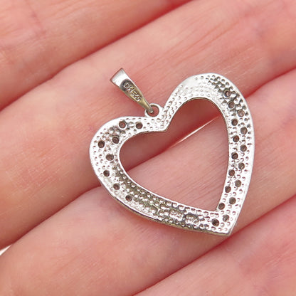 CHARLES WINSTON 925 Sterling Silver Real Round-Cut Diamond Heart Charm Pendant