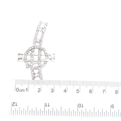 925 Sterling Silver Round-Cut C Z Cross Pin Brooch / Pendant