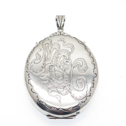 GORHAM 925 Sterling Silver Antique Art Deco Engraved "MGC" Locket Pendant #683