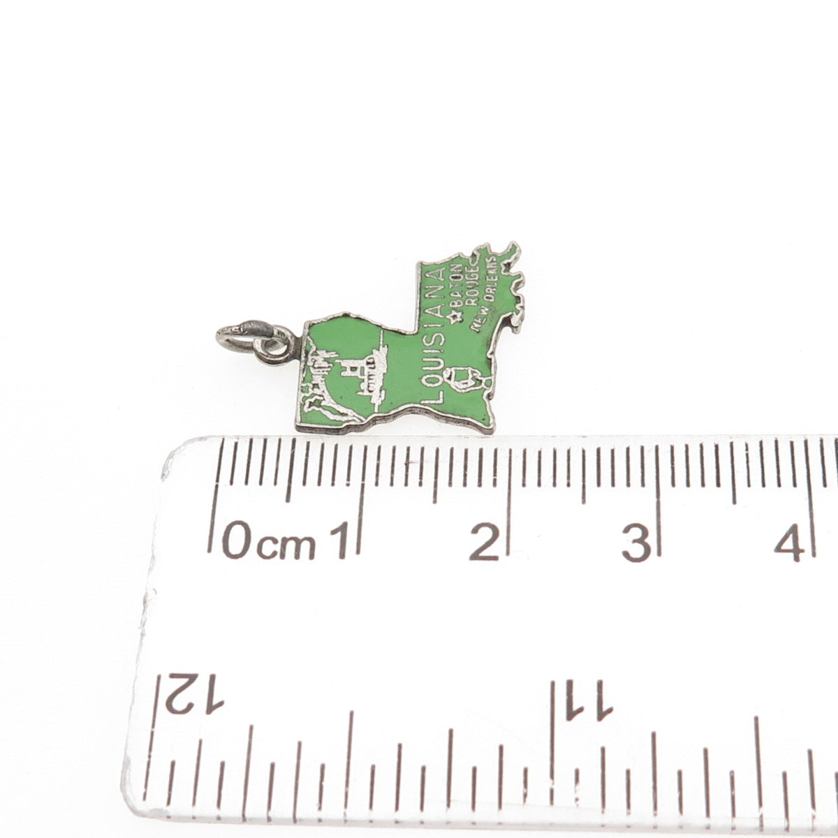 FRENCH & FRANKLIN 925 Sterling Silver Vintage Enamel Louisiana Mini Pendant