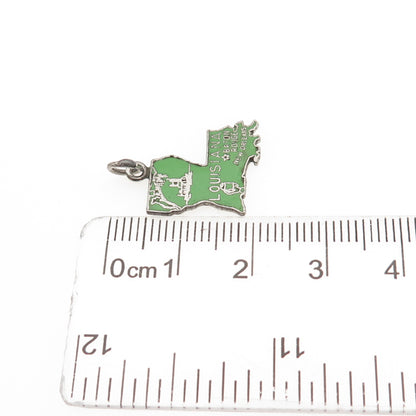 FRENCH & FRANKLIN 925 Sterling Silver Vintage Enamel Louisiana Mini Pendant