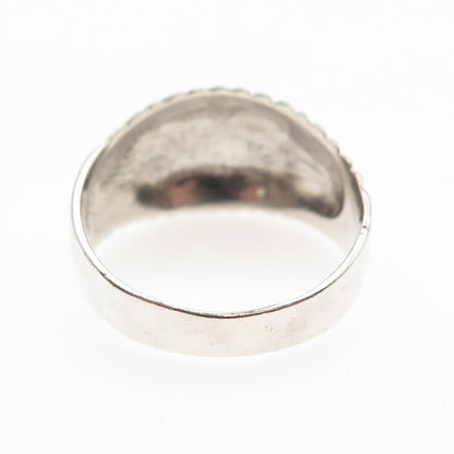 Chapal Zenray 925 Sterling Silver Vintage Modernist Ribbed Ring Size 8.25