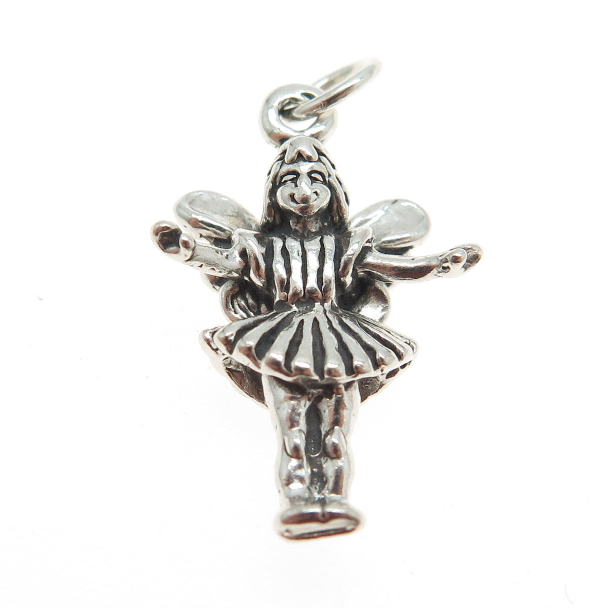 SUN WEST 925 Sterling Silver Vintage Fairy Girl w/Wings 3D Pendant