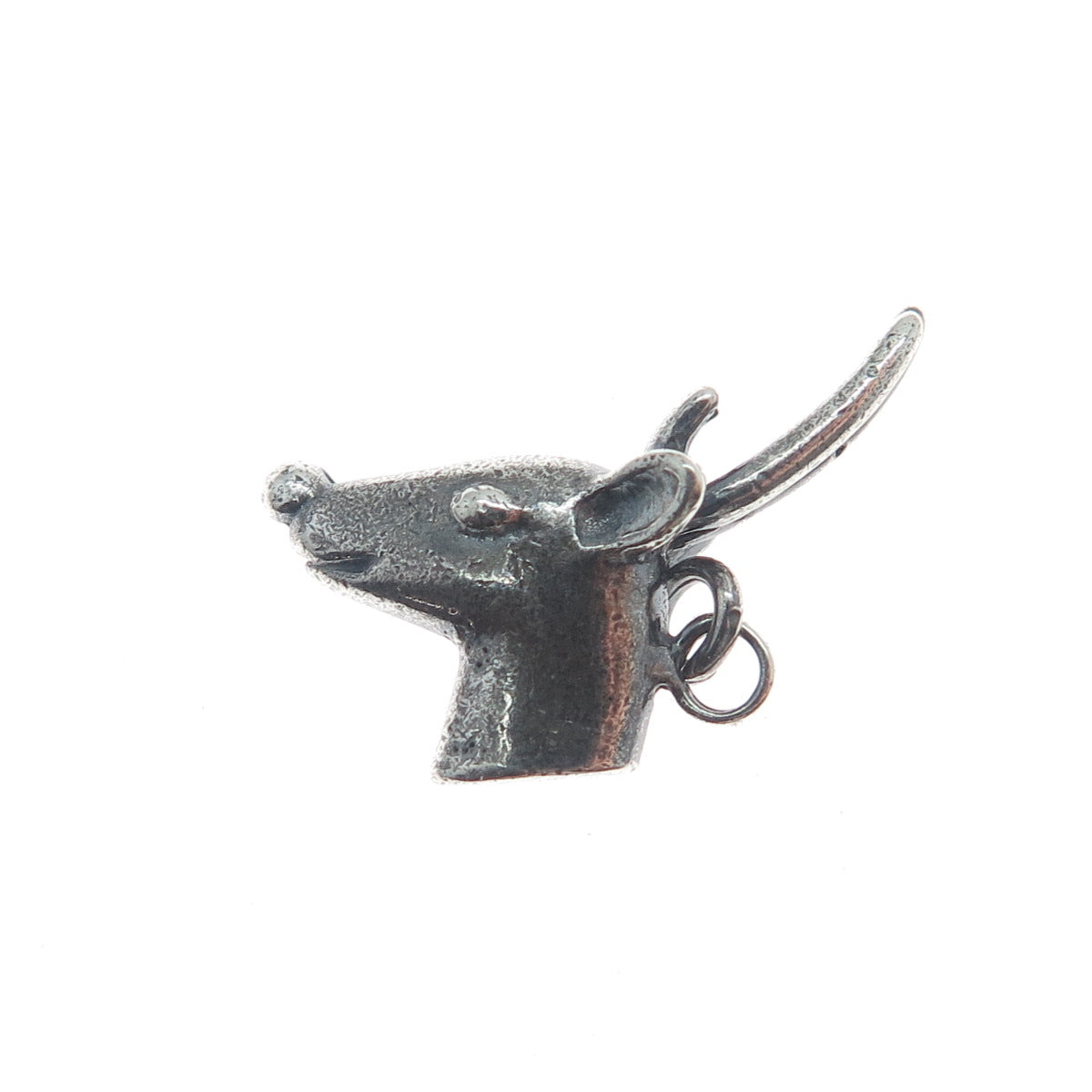 925 Sterling Silver Vintage Deer Oxidized Minimalist Charm Pendant