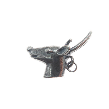 925 Sterling Silver Vintage Deer Oxidized Minimalist Charm Pendant