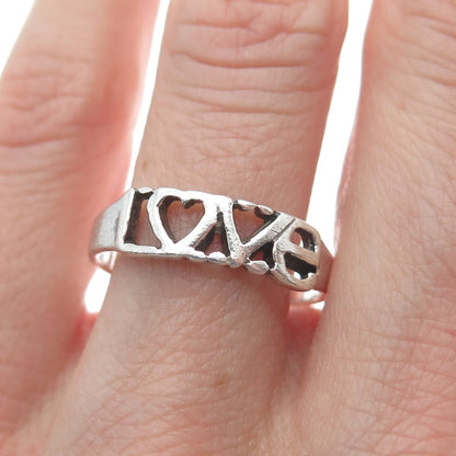 925 Sterling Silver Vintage "Love" Ring Size 8.25