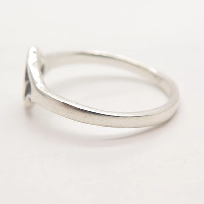 925 Sterling Silver Vintage Open Hearts Ring Size 8