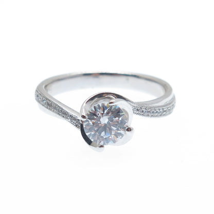 925 Sterling Silver Round-Cut C Z Engagement Ring Size 7.25