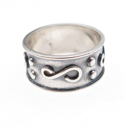 Godfrey Carter 925 Sterling Silver Vintage Swirl Oxidized Band Ring Size 7.75