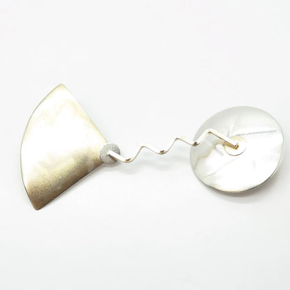 925 Sterling Silver 2-Tone Vintage Modernist Pin