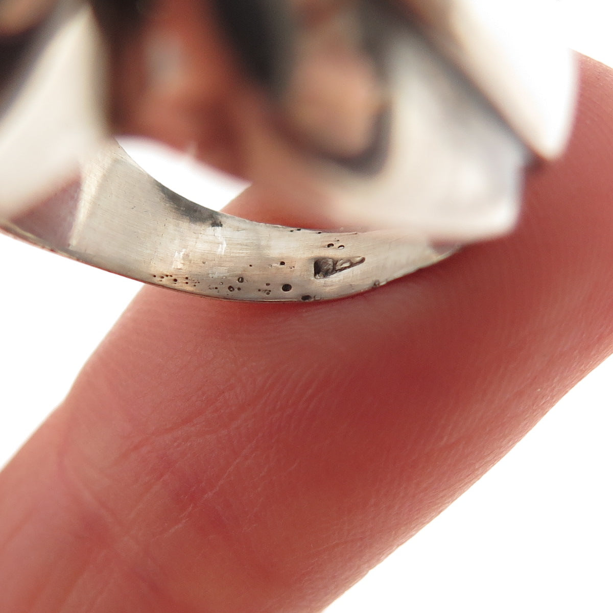 925 Sterling Silver Vintage Modernist Dome Oxidized Ring Size 6