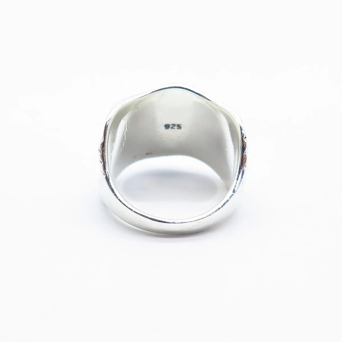 925 Sterling Silver Vintage Striped Wavy Wide Ring Size 8.75