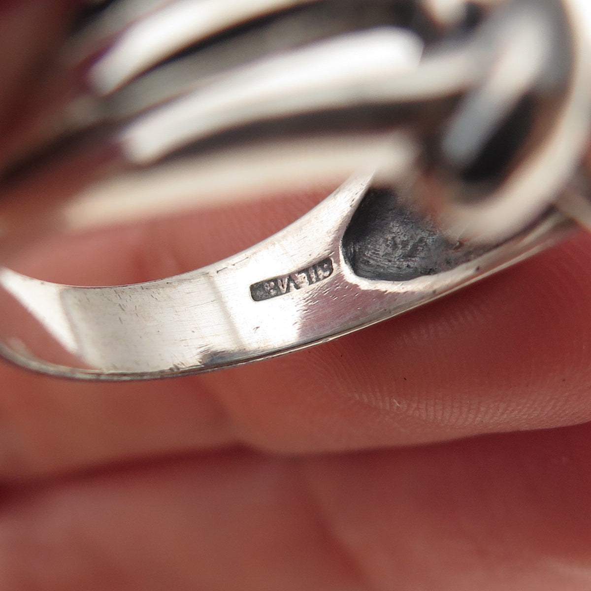925 Sterling Silver Vintage Modernist Knot Oxidized Ring Size 8.5