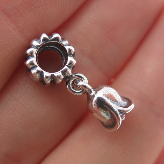 PANDORA 925 Sterling Silver Tulip Flower Dangle Slide Charm