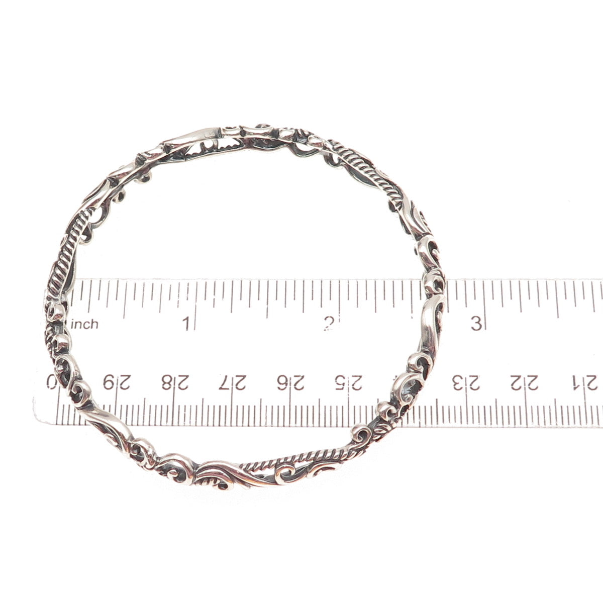 Carolyn Pollack 925 Sterling Silver Vintage Floral Scroll Bangle Bracelet 7.75"