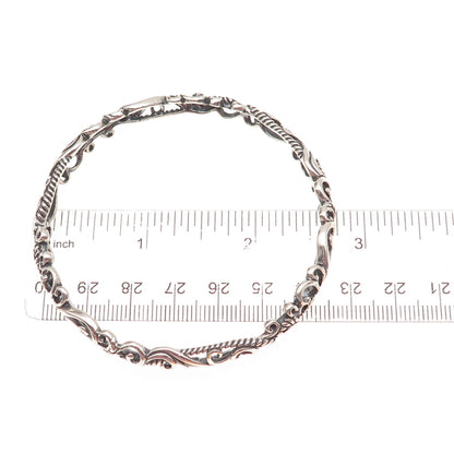 Carolyn Pollack 925 Sterling Silver Vintage Floral Scroll Bangle Bracelet 7.75"