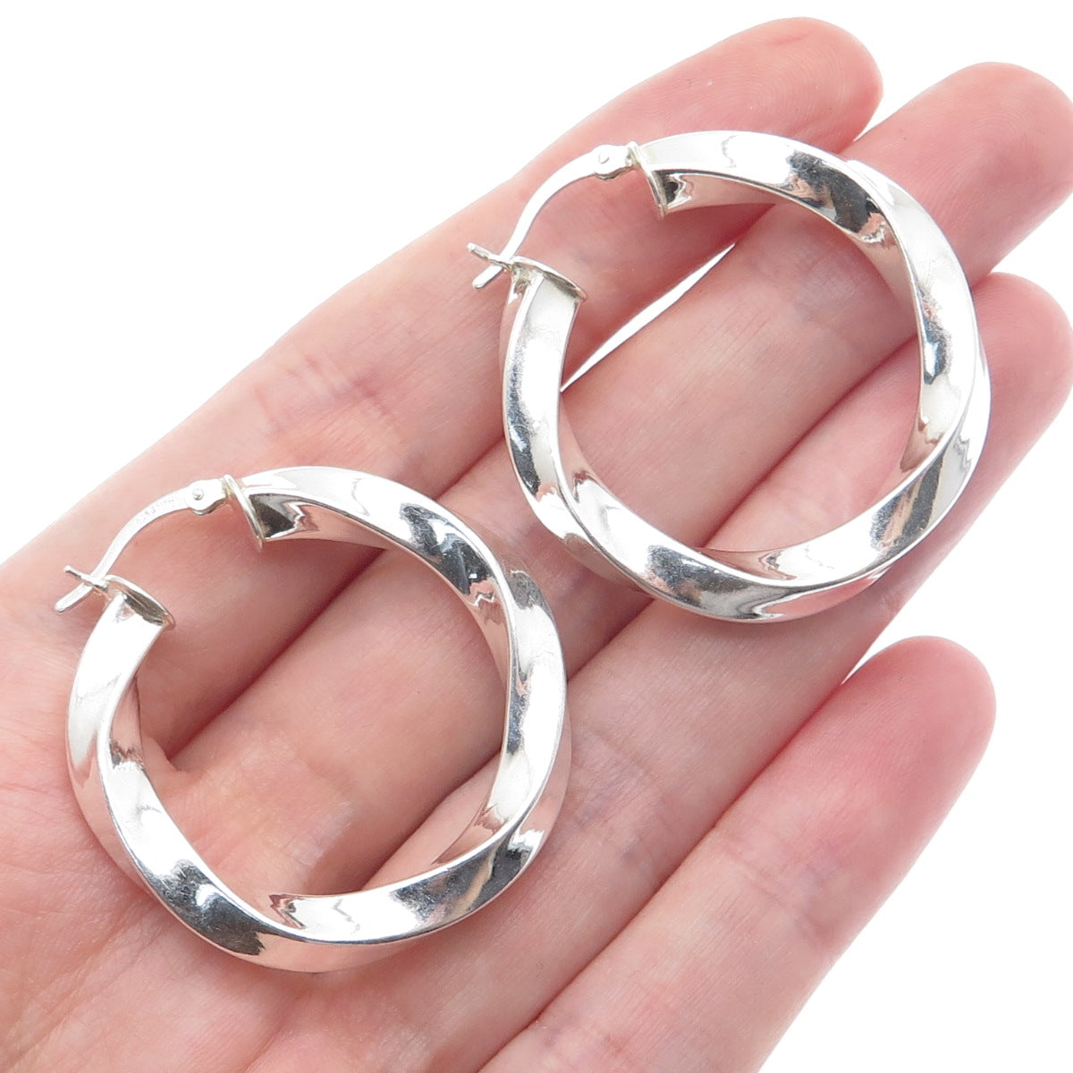 925 Sterling Silver 35mm Twisted Hoop Earrings