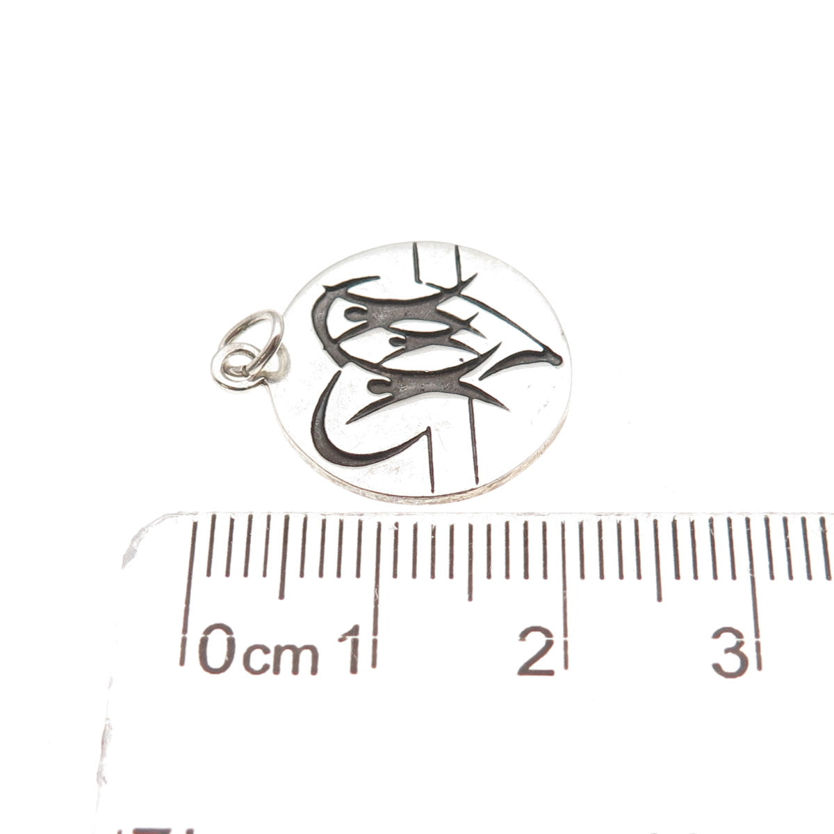 925 Sterling Silver Vintage Family Heart Round Tag Mini Charm Pendant