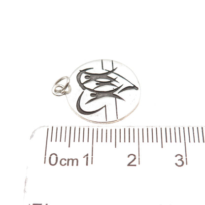925 Sterling Silver Vintage Family Heart Round Tag Mini Charm Pendant