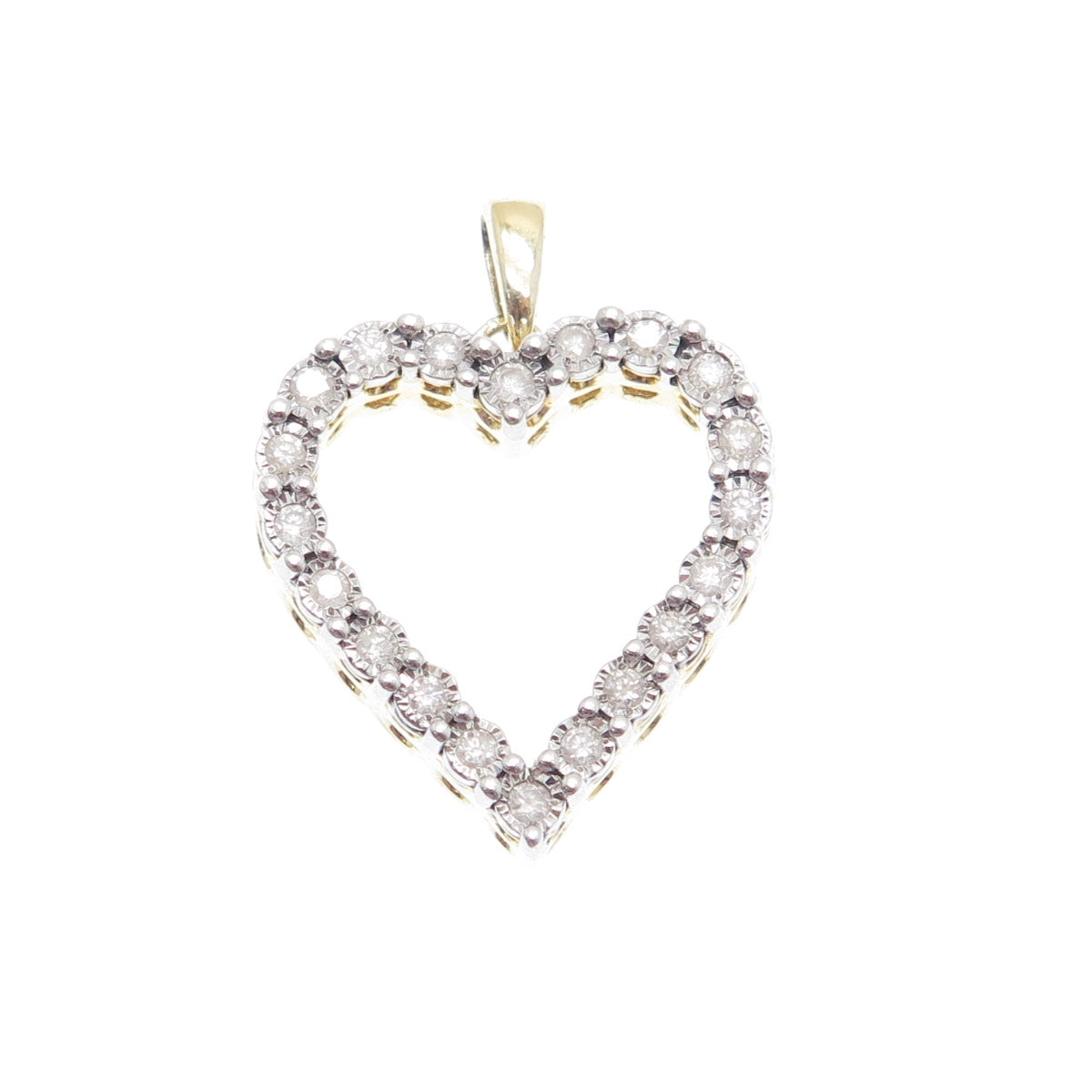 925 Sterling Silver Gold Plated Real Diamond Heart Minimalist Charm Pendant