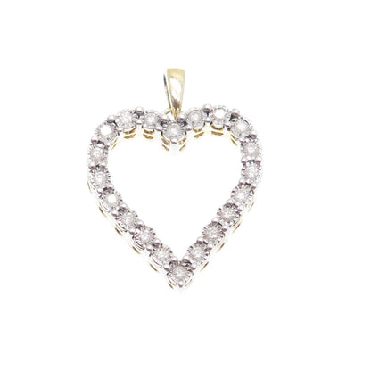 925 Sterling Silver Gold Plated Real Diamond Heart Minimalist Charm Pendant