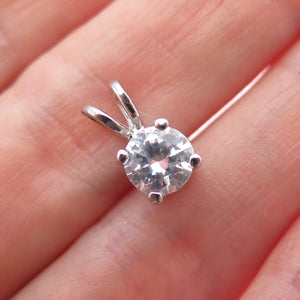 925 Sterling Silver Round-Cut C Z Minimalist Charm Pendant