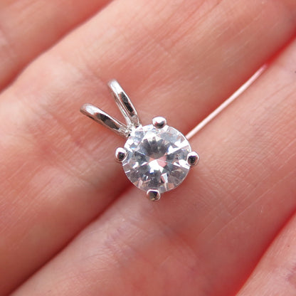 925 Sterling Silver Round-Cut C Z Minimalist Charm Pendant
