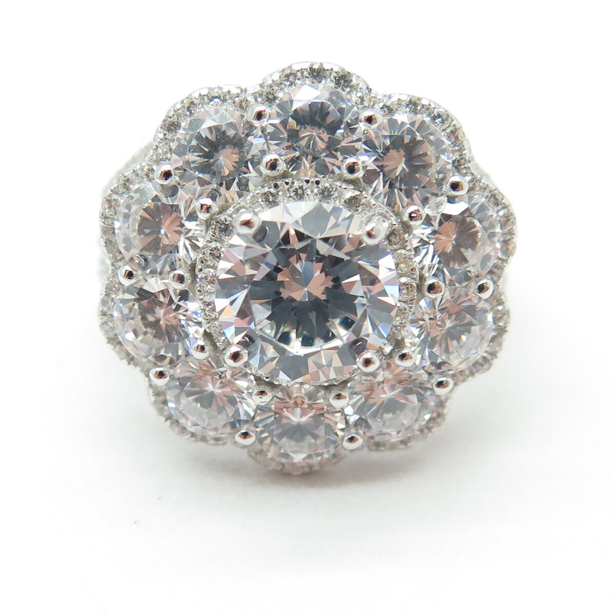 925 Sterling Silver Round-Cut C Z Ring Size 8