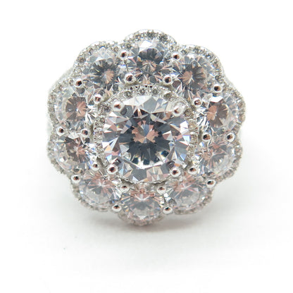 925 Sterling Silver Round-Cut C Z Ring Size 8