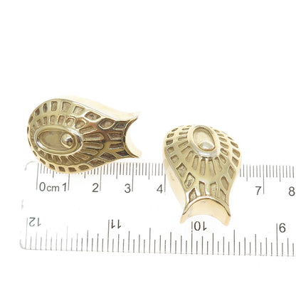 925 Sterling Silver Gold Plated Vintage Modernist Clip On Earrings