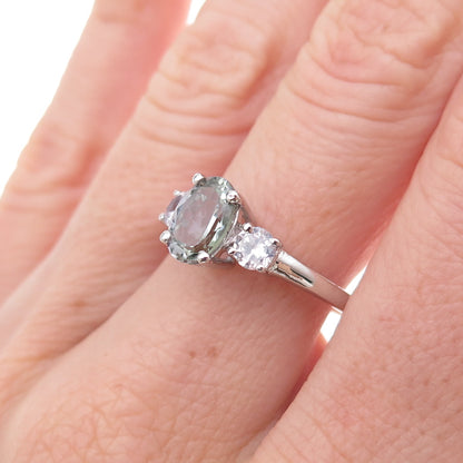 Chuck Clemency 925 Sterling Silver Real Iolite & White Topaz Ring Size 8
