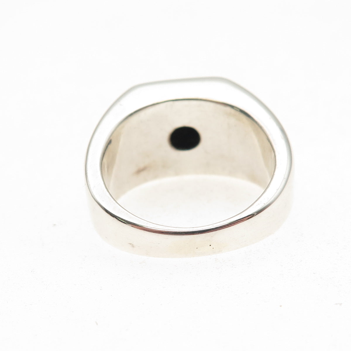 Sai 925 Sterling Silver Real 1/8TW Round-Cut Diamond & Black Onyx Ring Size 9.25
